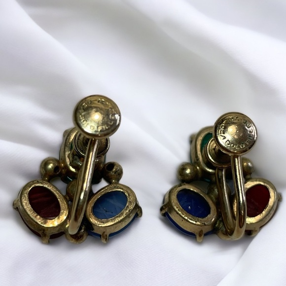 Vintage Scarab Stones Earrings & Brooch Set by D’ABROS - Picture 4 of 4